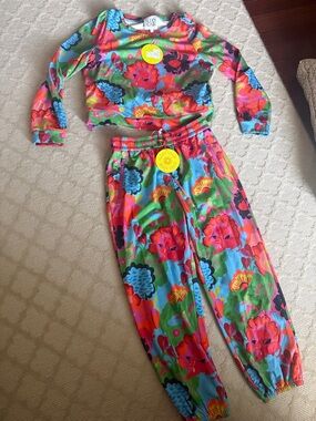 Alden Adair Bright Floral Jogger Set - Blue, Green, Pink, Red. Size L